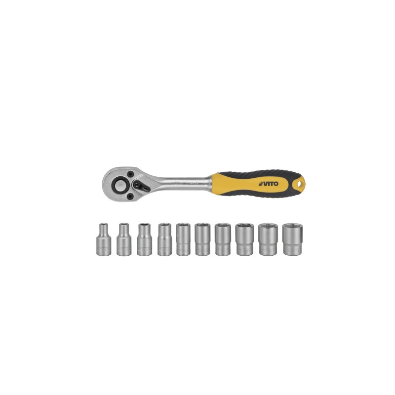 JUEGO DE LLAVES VASO CON CARRACA 1/4” - 11 PZS